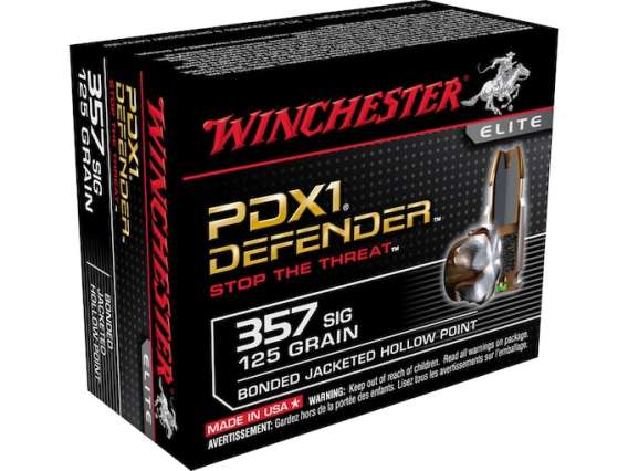 Winchester Defender Ammunition 357 Sig 125 Grain Bonded Jacketed Hollow Point 500 rounds