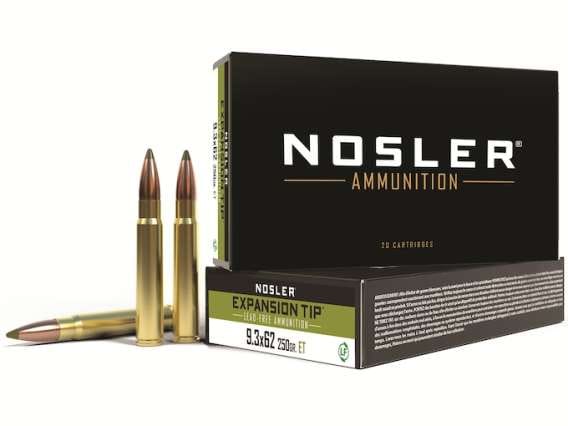 Nosler E-Tip Ammunition 9.3x62mm Mauser 250 Grain E-Tip Lead-Free 300 round