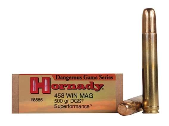 Hornady Dangerous Game Superformance Ammunition 458 Winchester Magnum 500 Grain DGS Solid Round Nose 100 round