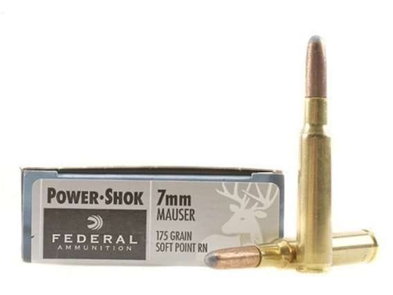 Federal Power-Shok Ammunition 7x57mm Mauser (7mm Mauser) 175 Grain Round Nose Soft Point 300 round