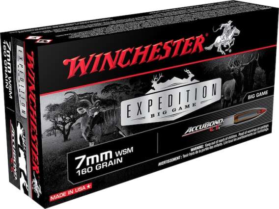 Winchester Expedition Ammunition 7mm Winchester Short Magnum (WSM) 160 Grain Nosler AccuBond 300 round