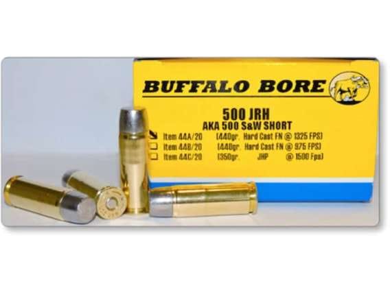 Buffalo Bore Ammunition 500 JRH (500 S&W Short) 440 Grain Hard Cast Lead Flat Nose 200 round