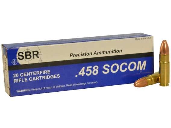 SBR Ammunition 458 SOCOM Subsonic 450 Grain Full Metal Jacket 500 rounds
