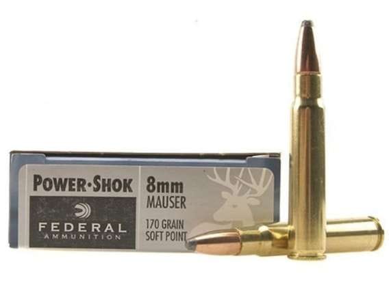 Federal Power-Shok Ammunition 8x57mm JS Mauser (8mm Mauser) 170 Grain Soft Point 200 rounds