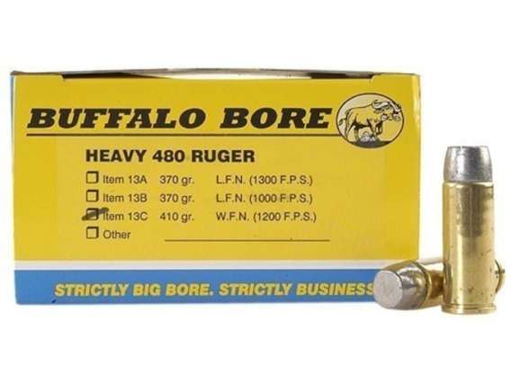 Buffalo Bore Ammunition 480 Ruger 410 Grain Lead Wide Flat Nose 300 round