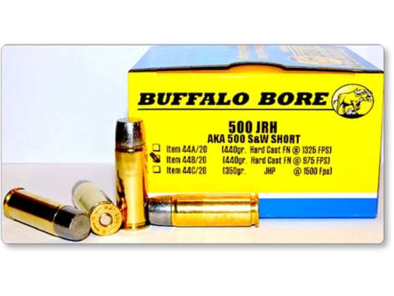 Buffalo Bore Ammunition 500 JRH (500 S&W Short) 440 Grain Hard Cast Lead Flat Nose Box Low Recoil 200 round