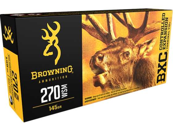 Browning BXC .270 WSM 145 Grain Controlled Expansion Terminal Tip Brass Cased 200 rounds