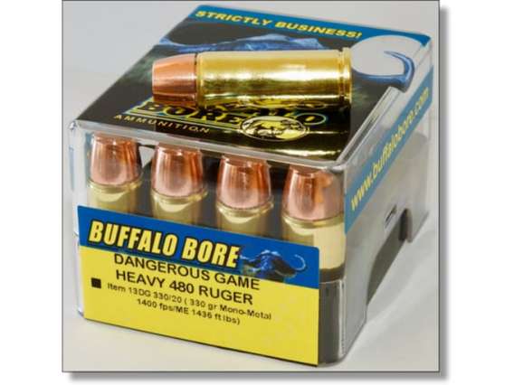 Buffalo Bore Dangerous Game Ammunition 480 Ruger 330 Grain Lehigh Mono-Metal Lead-Free 300 round