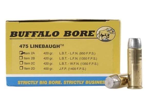 Buffalo Bore Ammunition 475 Linebaugh 420 Grain Lead Flat Nose 300 round