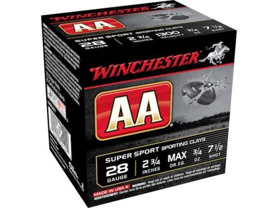 Winchester AA Super Sport Sporting Clays Ammunition 28 Gauge 2-3/4" 3/4 oz 1000 rounds