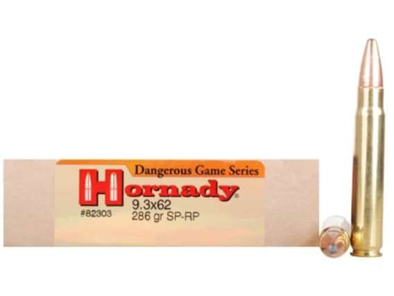 Hornady Custom Ammunition 9.3x62mm Mauser 286 Grain Spire Point Recoil Proof 300 round