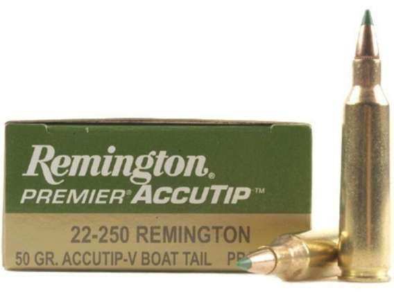 Remington Premier Varmint Ammunition 22-250 Remington 50 Grain AccuTip Boat Tail 500 rounds