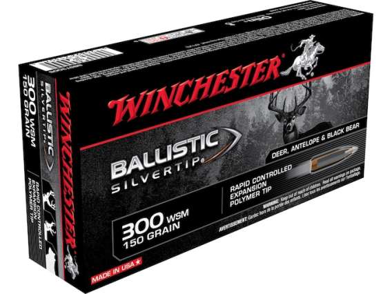 Winchester Ballistic Silvertip Ammunition 300 Winchester Short Magnum (WSM) 150 Grain Rapid Controlled Expansion Polymer Tip 500 rounds