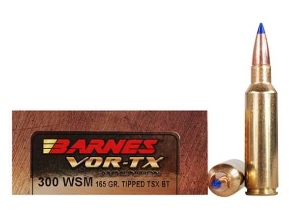 Barnes VOR-TX Ammunition 300 Winchester Short Magnum (WSM) 165 Grain TTSX Polymer Tipped Spitzer Boat Tail Lead-Free 500 rounds