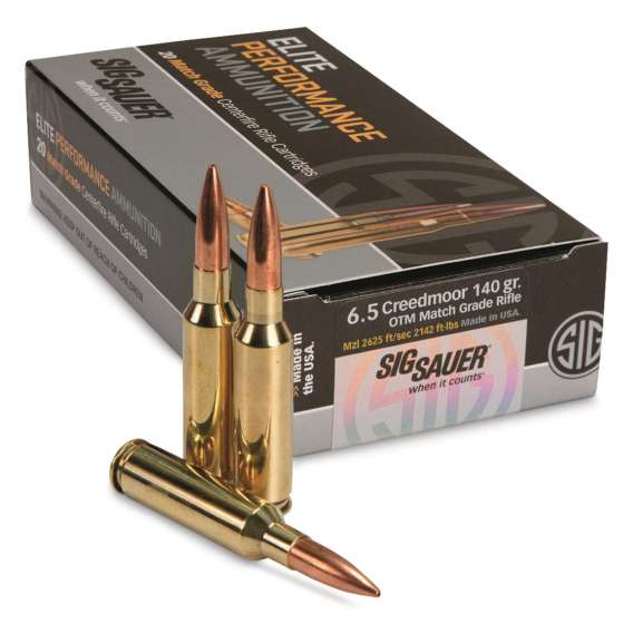 500 Rounds Of SIG SAUER Elite Match Grade, 6.5mm Creedmoor, Open Tip Match, 140 Grain