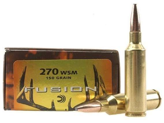 Federal Fusion Ammunition 270 Winchester Short Magnum (WSM) 150 Grain Bonded Spitzer Boat Tail 200 rounds