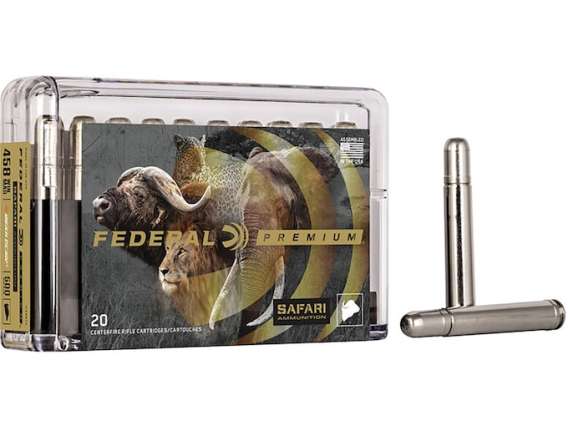 Federal Premium Safari Ammunition 458 Winchester Magnum 500 Grain Trophy Bonded Bear Claw Soft Point 100 round