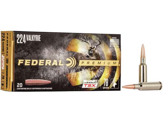 Federal Premium Ammunition 224 Valkyrie 78 Grain Barnes TSX Hollow Point Lead-Free 500 rounds