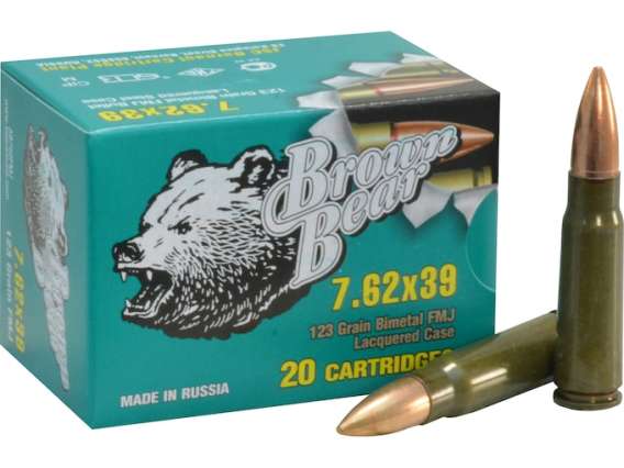 Brown Bear Ammunition 7.62x39mm 123 Grain Full Metal Jacket Steel Case