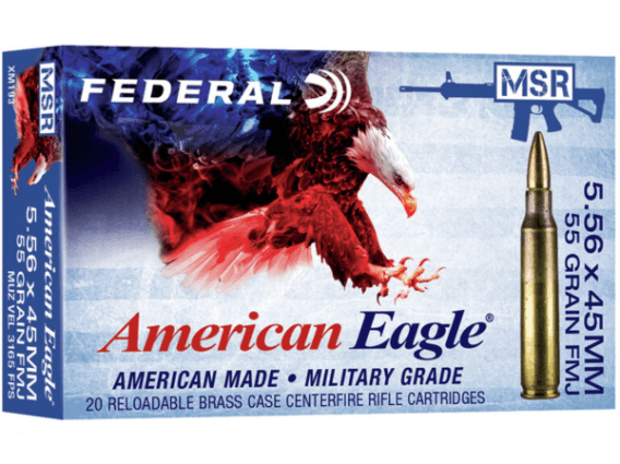 Federal American Eagle Ammunition 5.56x45mm NATO 55 Grain XM193 Full Metal Jacket