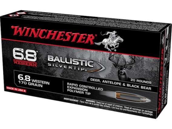 Winchester Ballistic Silvertip Ammunition 6.8 Western 170 Grain Polymer Tip 500 rounds