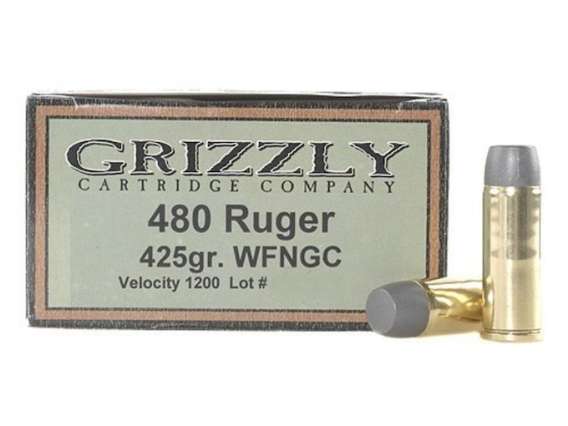 Grizzly Ammunition 480 Ruger 425 Grain Cast Performance Lead Wide Flat Nose Gas Check 300 round