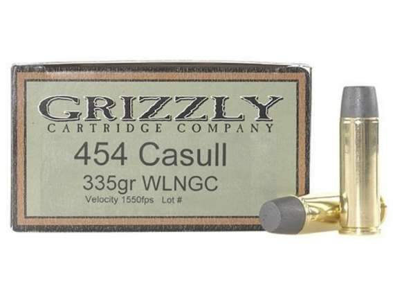 Grizzly Ammunition 454 Casull 335 Grain Cast Performance Lead Wide Flat Nose Gas Check 500 rounds