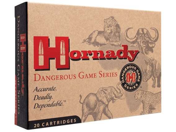 Hornady Dangerous Game Ammunition 470 Nitro Express 500 Grain DGS Round Nose Solid 60 rounds