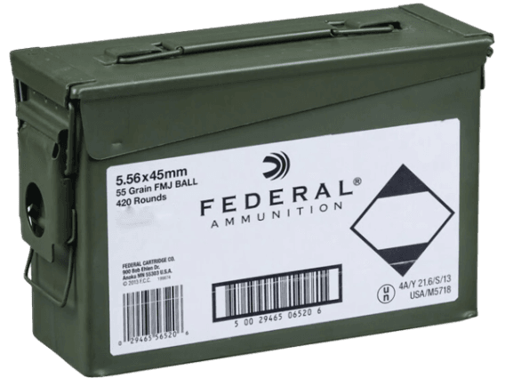 Federal Ammunition 5.56x45mm NATO 55 Grain XM193 Full Metal Jacket Boat Tail Ammo