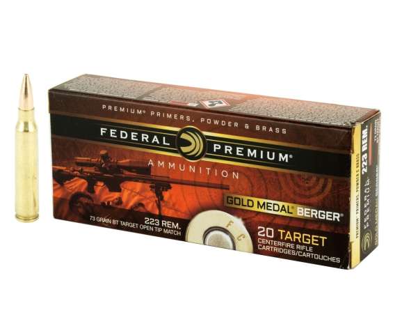 Federal Premium Gold Medal Berger Ammunition 223 Remington 73 Grain Berger Hollow Point Boat Tail 500 rounds