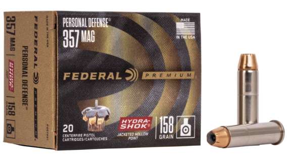 Federal Premium Centerfire Handgun Ammunition .357 Magnum 158 grain Hydra-Shok Jacketed Hollow Point Centerfire Pistol Ammunition P357HS1 Caliber: .357 Magnum, Number of Rounds: 500