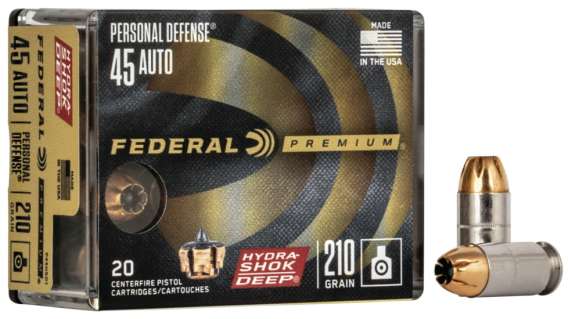 Federal Premium Centerfire Handgun Ammunition .45 ACP 210 grain Hydra-Shok Deep Jacketed Hollow point Centerfire Pistol Ammunition 500 ROUNDS