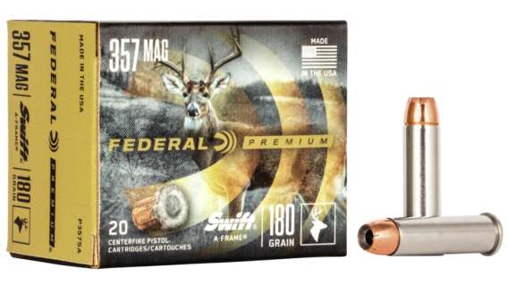 Federal Premium Centerfire Handgun Ammunition .357 Magnum 180 grain Swift A-Frame Centerfire Pistol Ammunition P357SA Caliber: .357 Magnum, Number of Rounds: 500