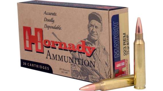 Hornady Match Ammunition 223 Remington 75 Grain Hollow Point Boat Tail 500 rounds