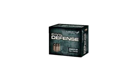 Liberty Ammunition Civil Defense .45 ACP +P 78 grain Hollow Point Brass Cased Centerfire Pistol Ammunition 500 RDS