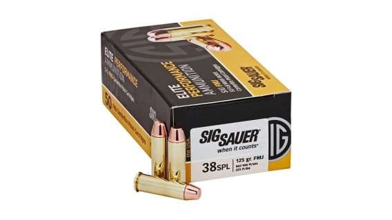 Sig Sauer Elite Performance .38 Special 124 grain Full Metal Jacket Brass Cased Centerfire Pistol Ammunition E38SB1-50 Caliber 500 ROUNDS