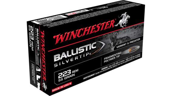 Winchester BALLISTIC SILVERTIP .223 Remington 55 grain Fragmenting Polymer Tip Brass 500 rounds