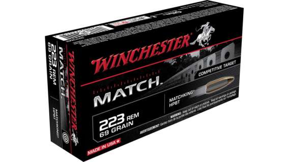 Winchester Competition Match .223 Remington 69 grain Boat Tail Hollow Point (BTHP) Brass 500 rounds