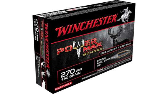 Winchester POWER MAX BONDED .270 Winchester 150 grain Bonded Rapid Expansion Protected Hollow Point 500 round