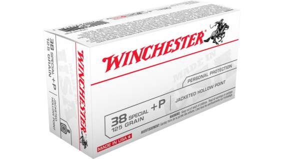 Winchester USA HANDGUN .38 Special +P 125 grain Jacketed Hollow Point Centerfire Pistol Ammunition 500RDS
