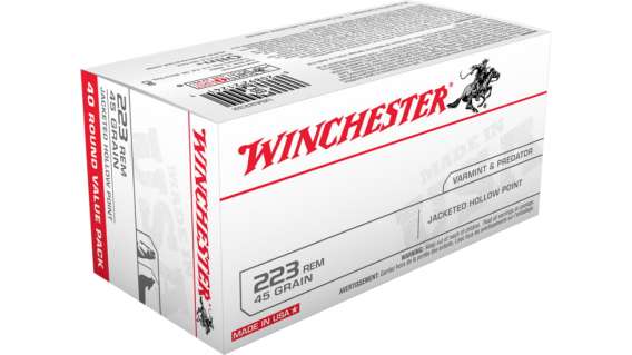 Winchester USA Ammunition 223 Remington 45 Grain Jacketed Hollow Point 500 rounds