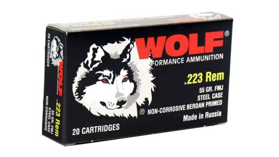 Wolf Ammo .223 Remington 55 grain Full Metal Jacket (FMJ) Bimetal  500 rounds