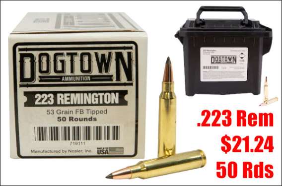 Dogtown Ammunition 223 Remington 53 Grain Polymer Tip Flat Base 500 rounds